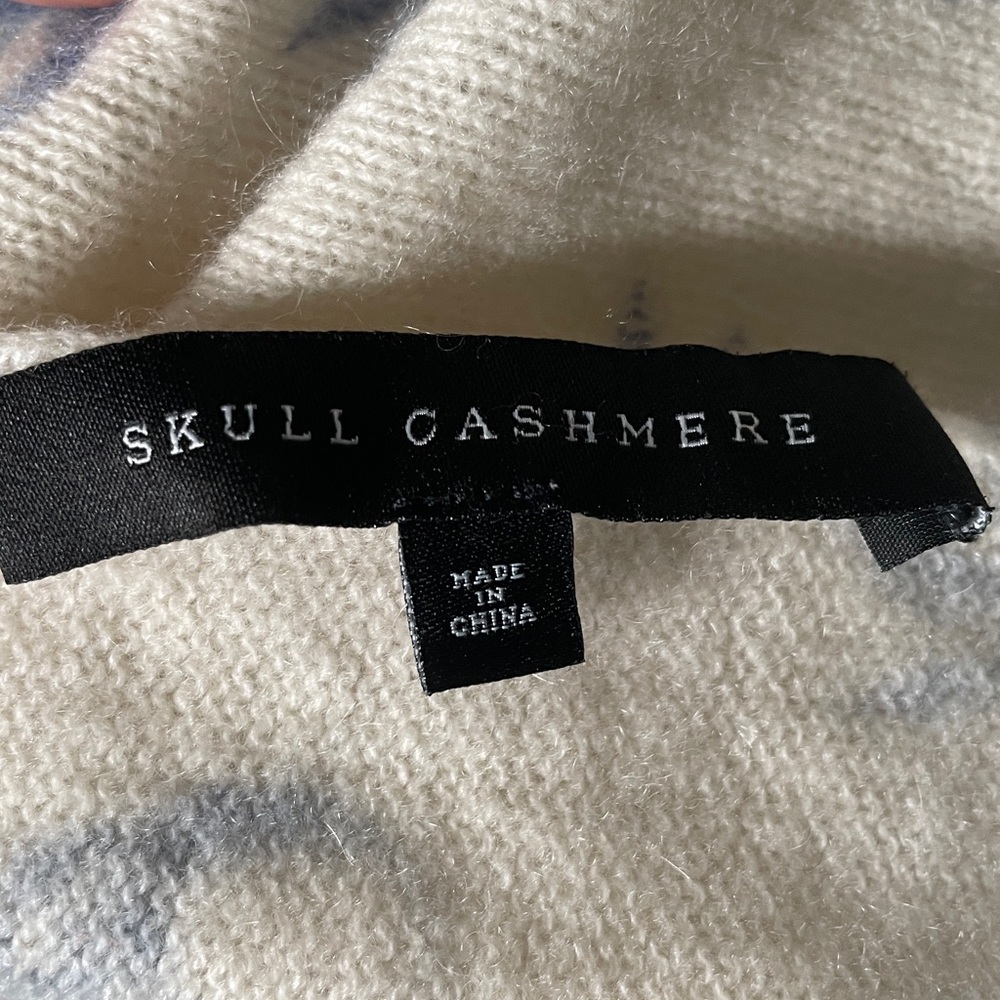 Skull Cashmere Skull & MJ Leaf Print 100% Cashmere Scarf Shawl Wrap - Picture 3 of 6